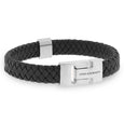 SB LBH-001M HARRISON STAINLESS STEEL BLACK LEATHER BRACELET