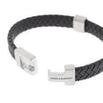 SB LBH-001M HARRISON STAINLESS STEEL BLACK LEATHER BRACELET