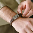 SB LBH-003M HARRISON STAINLESS STEEL AND LEATHER BROWN BRACELET