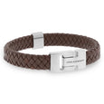 SB LBH-003M HARRISON STAINLESS STEEL AND LEATHER BROWN BRACELET