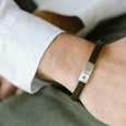 SB LBR-004M RILEY STAINLESS STEEL AND LEATHER BROWN BRACELET