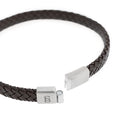 SB LBR-004M RILEY STAINLESS STEEL AND LEATHER BROWN BRACELET