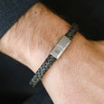 SB LBR-005M RILEY STAINLESS STEEL AND LEATHER BLUE BRACELET