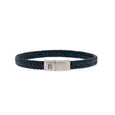 SB LBR-005M RILEY STAINLESS STEEL AND LEATHER BLUE BRACELET