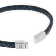 SB LBR-005M RILEY STAINLESS STEEL AND LEATHER BLUE BRACELET