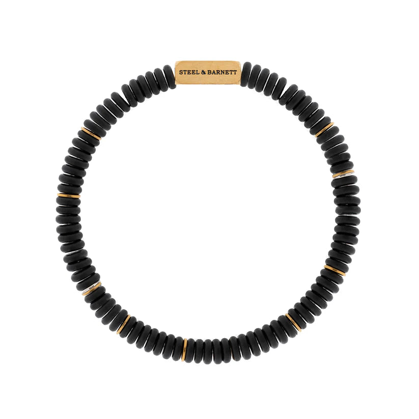 SB SBTT-001M STAINLESS STEEL ONYX & MATTE GOLD BRACELET