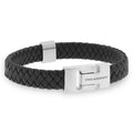 SB LBH-001 HARRISON BLACK/SILVER LEATHER BRACELET