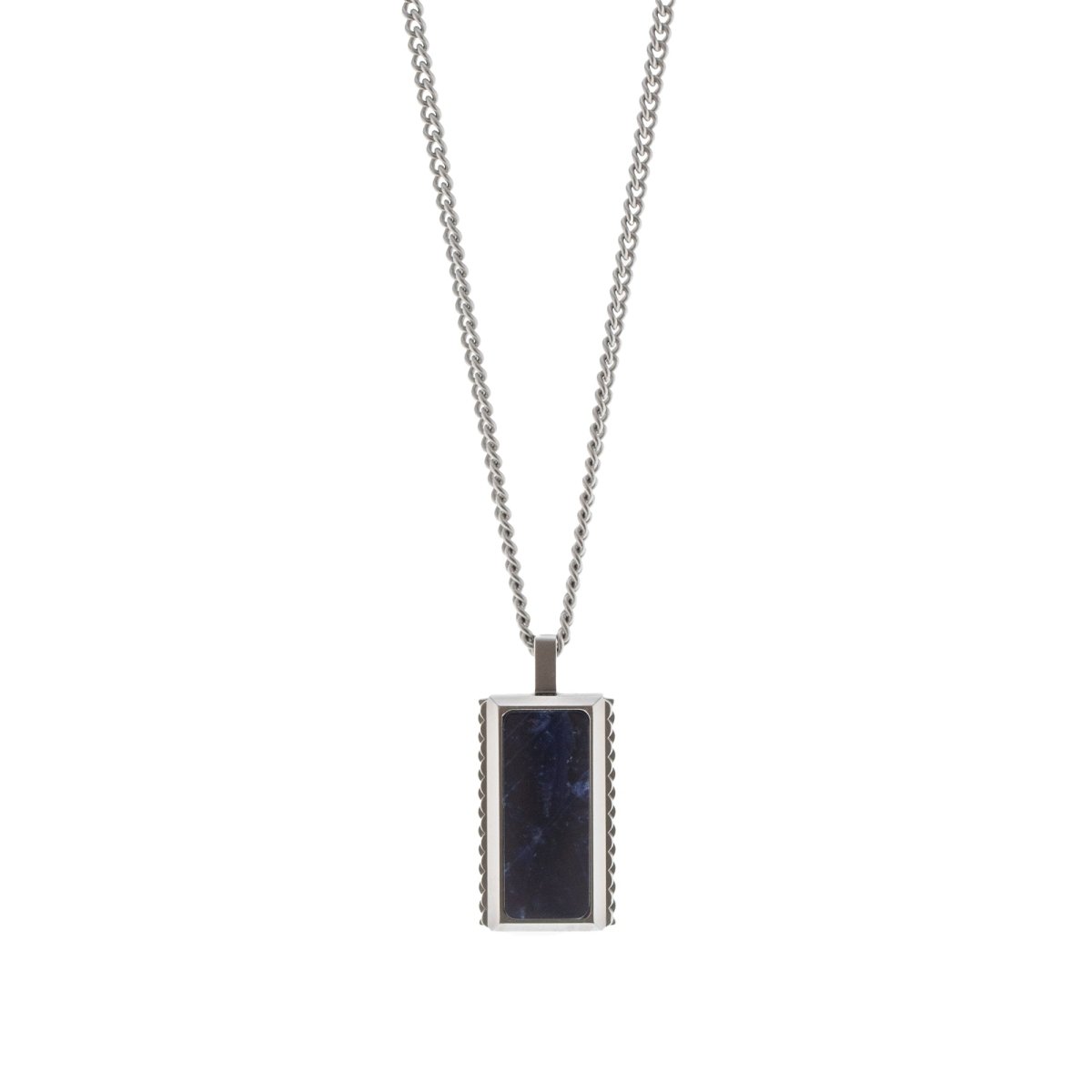 SB N-HAT01 STAINLESS STEEL SILVER SODALITE HATTON NECKLACE