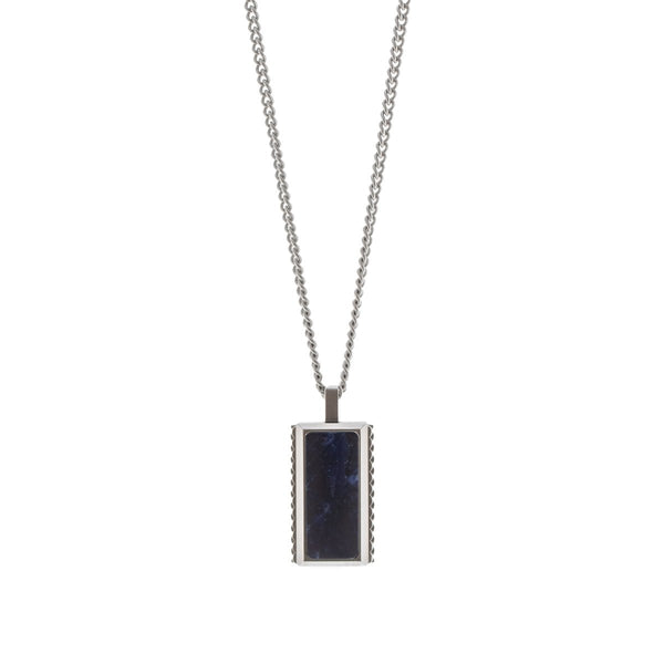 SB N-HAT01 STAINLESS STEEL SILVER SODALITE HATTON NECKLACE