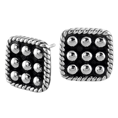 MM #166 M1-3078 OXIDIZED DOTS SQUARE POST EARRINGS