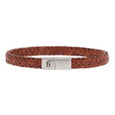 SB LBR 002M RILEY STAINSTL CARAMEL LEATHER BRACELET