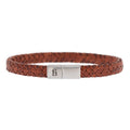 SB LBR 002M RILEY STAINSTL CARAMEL LEATHER BRACELET