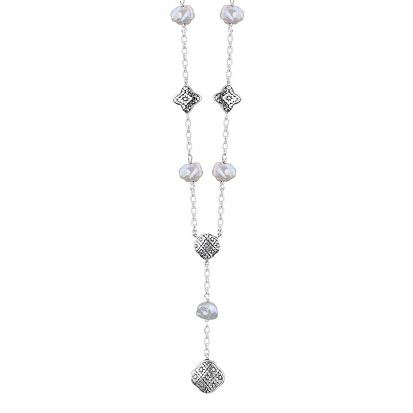JD N64123WHT PEARL STATION NECKLACE