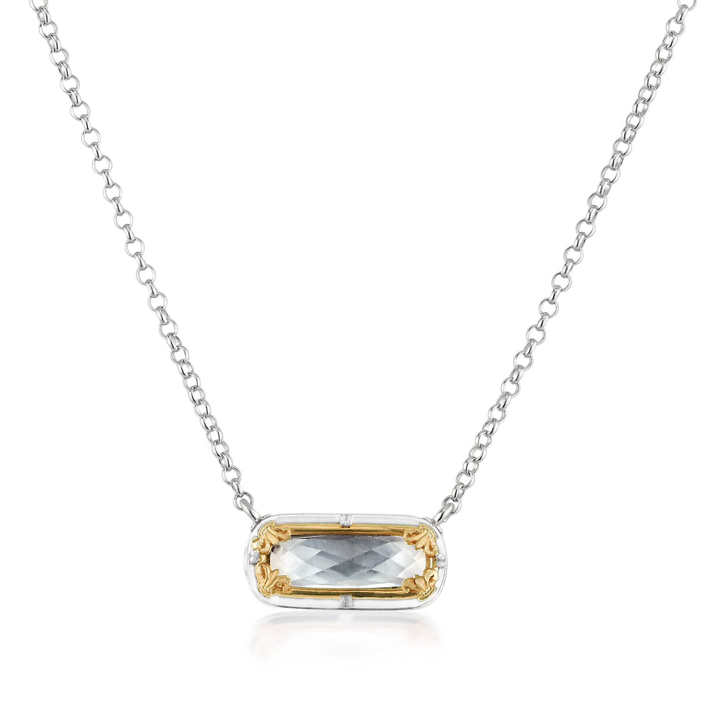 AT 804AT-RC ROCK CRYSTAL TWO TONE NECKLACE