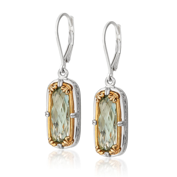 AT 804CT-GA GREEN AMETHYST BAR EARRINGS