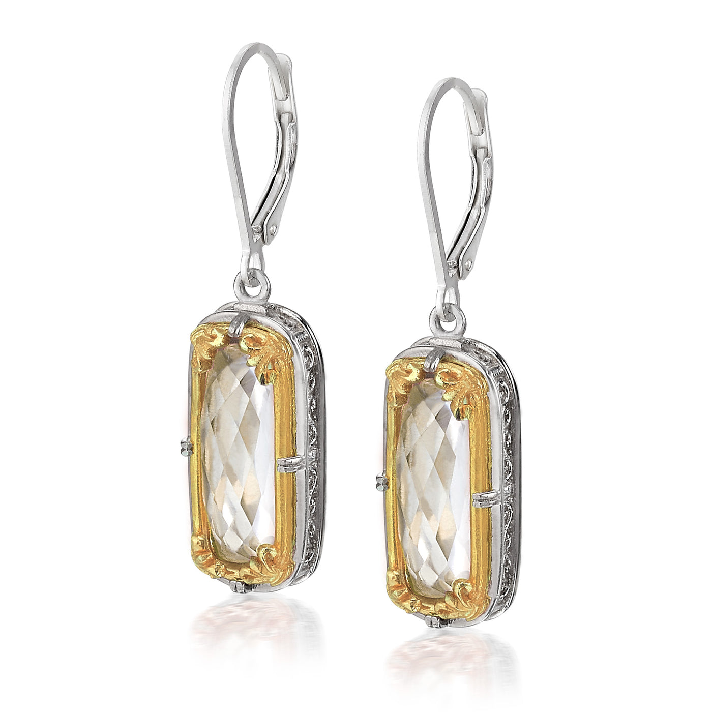 AT 804CT-RC ROCK CRYSTAL TWO TONE RECTANGLE DANGLES