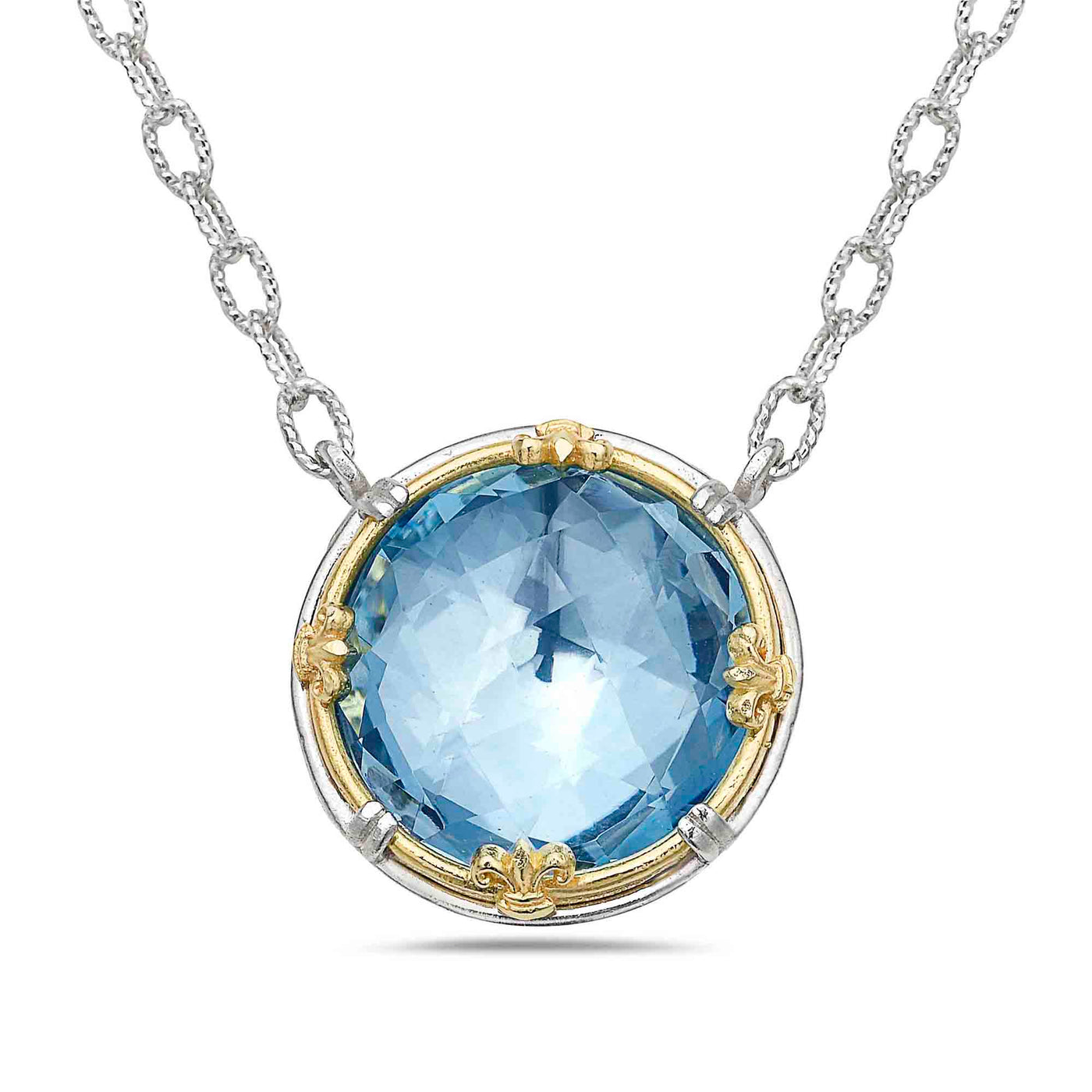 AT 816AT-B 2T LG BLUE TOPAZ CIRCLE NECKLACE