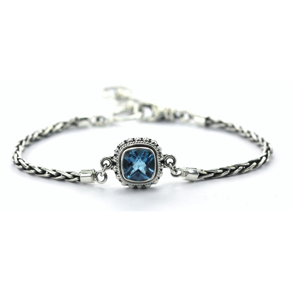 ID B216BT BLUE TOPAZ BRAIDED BRACELET