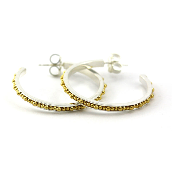 ID E300MG 18K BEADED HOOP EARRING