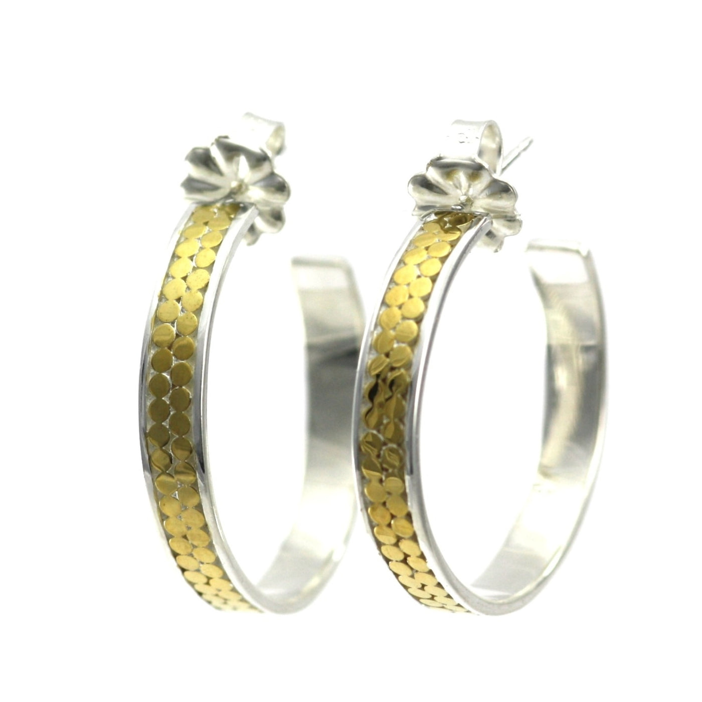 ID E320G BALI DOUBLE ROW GOLD HOOP EARRINGS