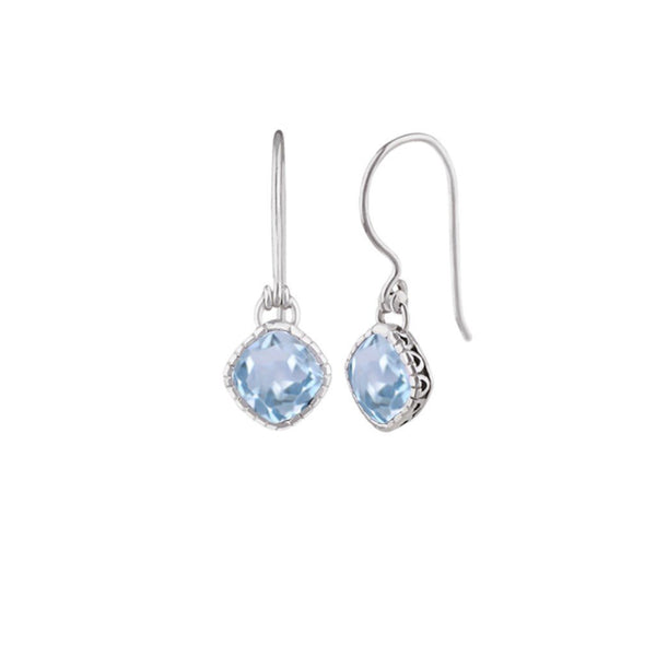 JD E59472BTP BLUE TOPAZ FILIGREE DIAMOND EARRINGS
