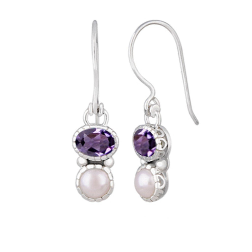 JD E63031AMY PEARL & AMETHYST EARRINGS