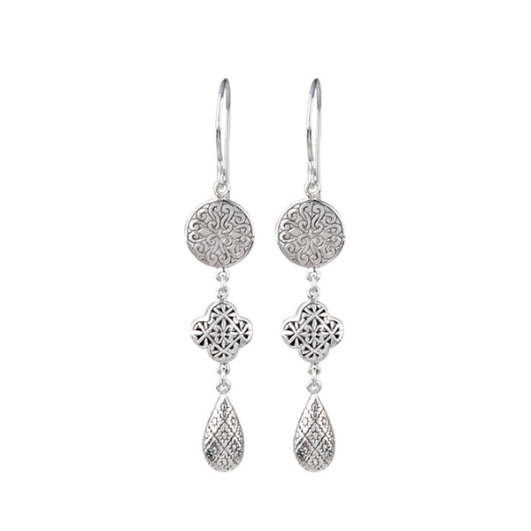 JD E64136 FILIGREE TRIPLE DROP EARRINGS