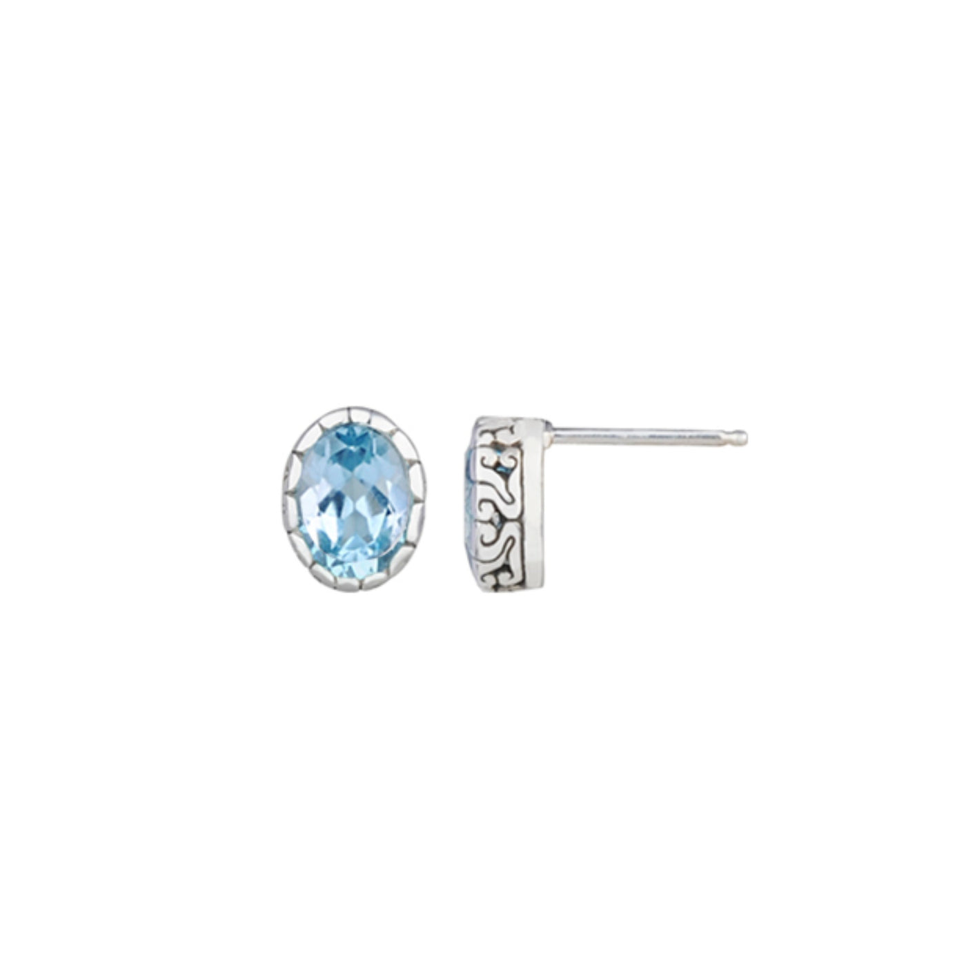 JD E64295BTP BLUE TOPAZ POST EARRINGS