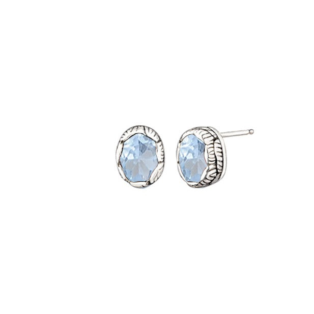 JD E64296BTP BLUE TOPAZ OVAL LEAF WRAP POST EARRINGS