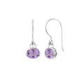 JD E70869 SMALL AMETHYST OVAL BEZEL DANGLES