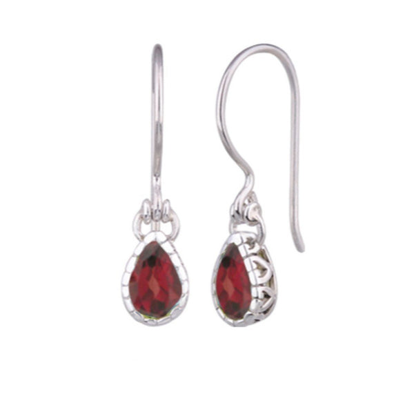 JD E70925 GARNET TINY TEARDROP EARRINGS