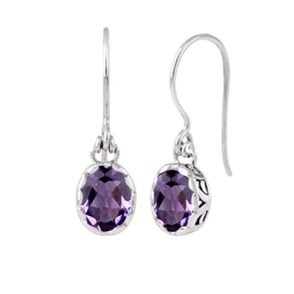 JD E71014 AMETHYST OVAL EARRINGS