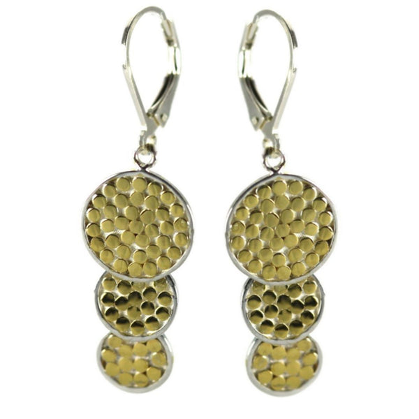 ID E841G GOLD TRIPLE DISC EARRINGS