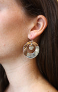 MM M1-1205 8 OPEN CIRCLE AND SMALL HAMMERED CIRCLE DROP EARRINGS