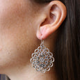 MM M1-1144 15 OXIDIZED SPIRAL FLOWER DROP EARRINGS