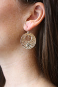 MM M1-1987 7 HAMMERED WITH SPIRAL CIRCLE EARRINGS