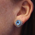 INDIRI DOT DETAIL BLUE TOPAZ POST EARRINGS E200BT