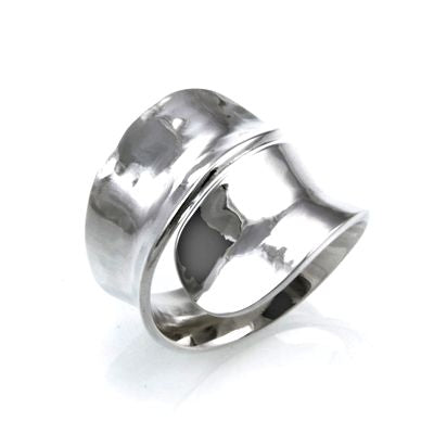 MM M8-195 CURVED BYPASS HALF HAMMERED RING