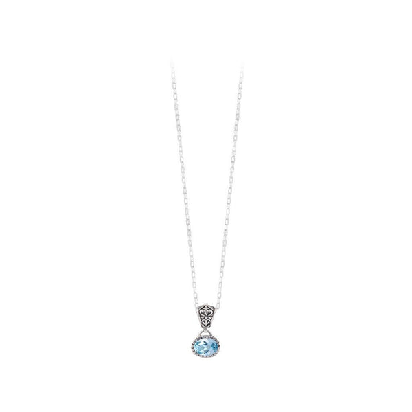 JD N70892BTP BLUE TOPAZ OVAL NECKLACE