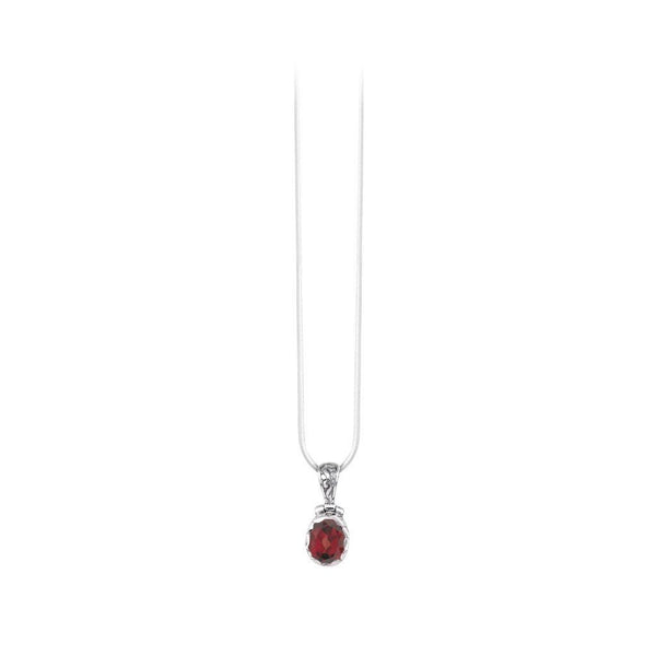 JD N71015 GARNET OVAL NECKLACE