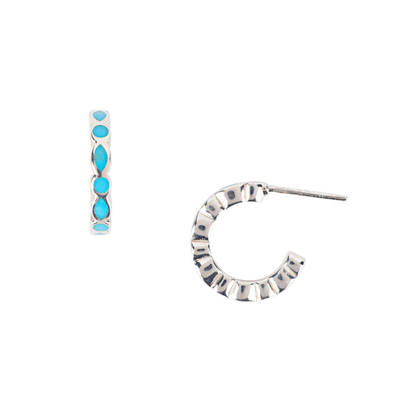 PY SMALL TURQUOISE INLAY HOOPS