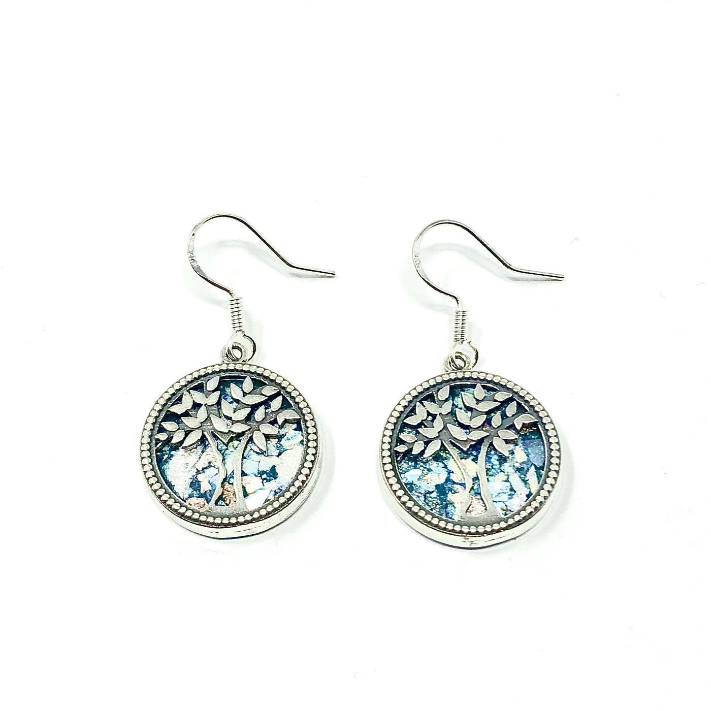 DSB E1314 ROMAN GLASS TREE OF LIFE EARRINGS