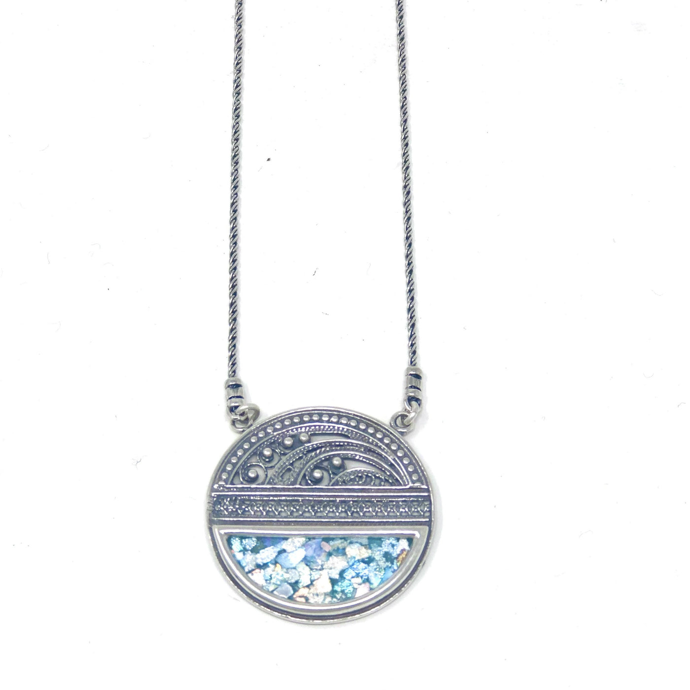 DSB P229 ROMAN GLASS HALF MOON NECKLACE