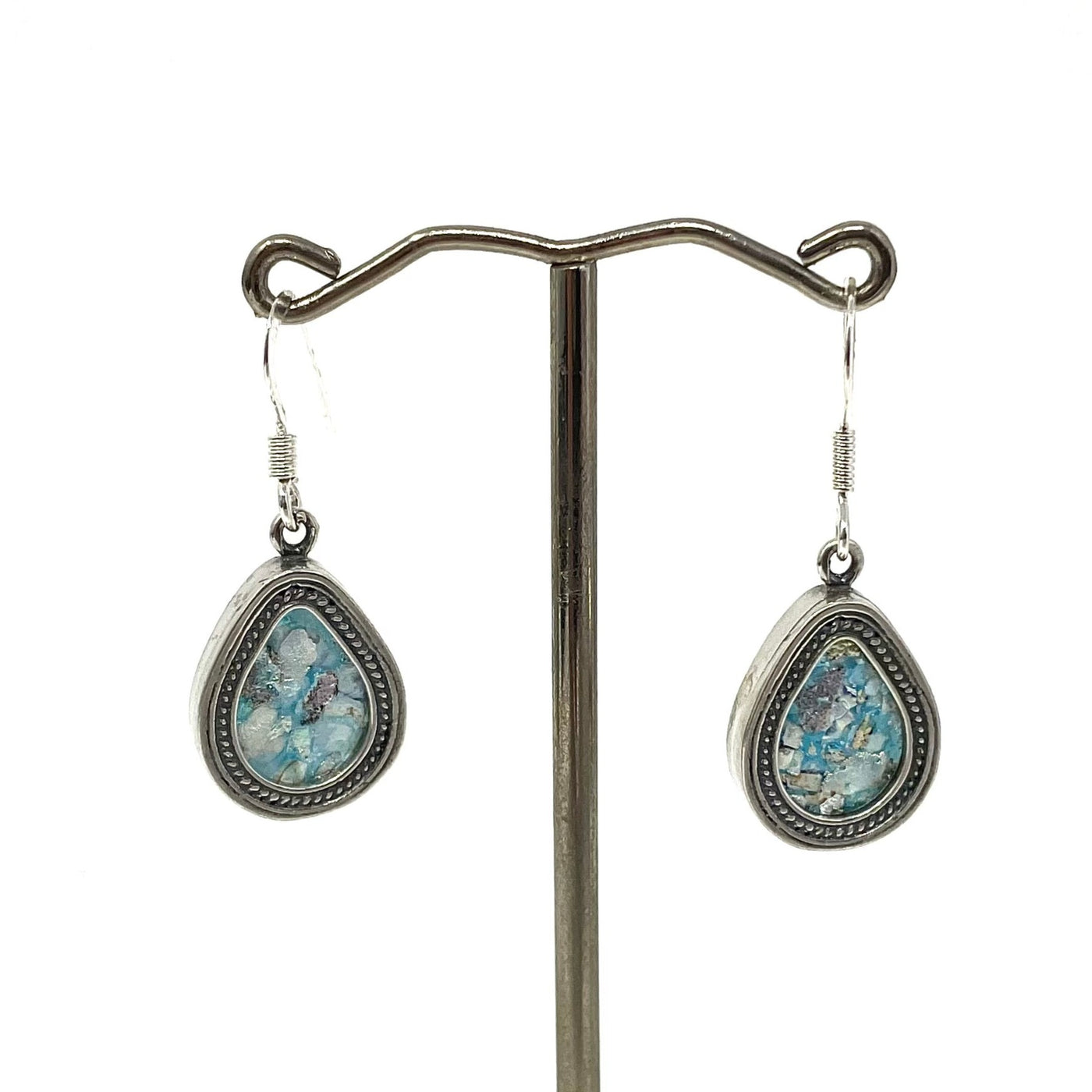 DSB E659 ROMAN GLASS TEAR DROP ROPE EARRINGS