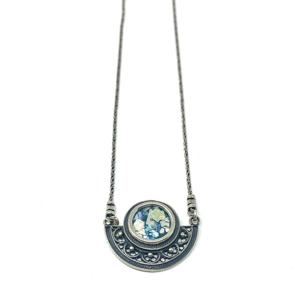 DSB P231 ROMAN GLASS HALF MOON NECKLACE