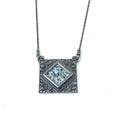 DSB P708 ROMAN GLASS SQUARE FILIGREE NECKLACE