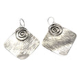 MM M1-140 10 ETCHED CURVED SQUARE EARRINGS WITH SPIRAL DETAIL