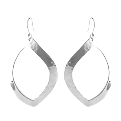 MM M1-163 12 XL HAMMERED OPEN MARQUIS EARRINGS