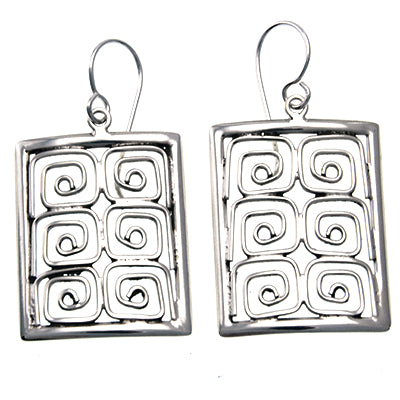 MM M1-2312 RECTANGULAR GREEK KEY EARRINGS