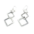 MM M1-264 5 THREE-TIERED HAMMERED SQUARE EARRINGS